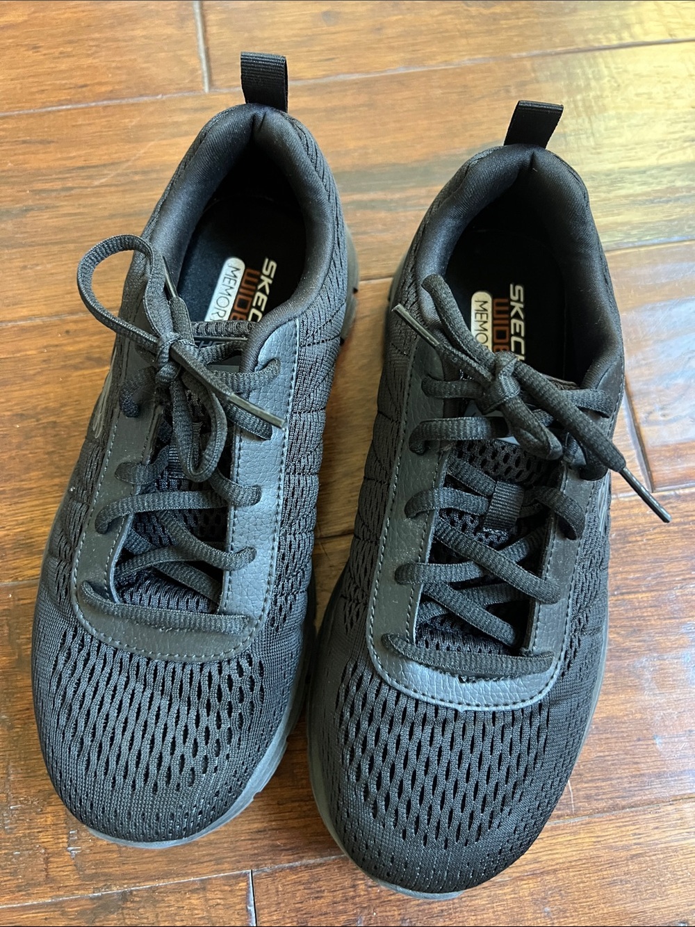 Skechers Men's All-Black Lite-Weight Wide Fit Memory Foam Sneakers